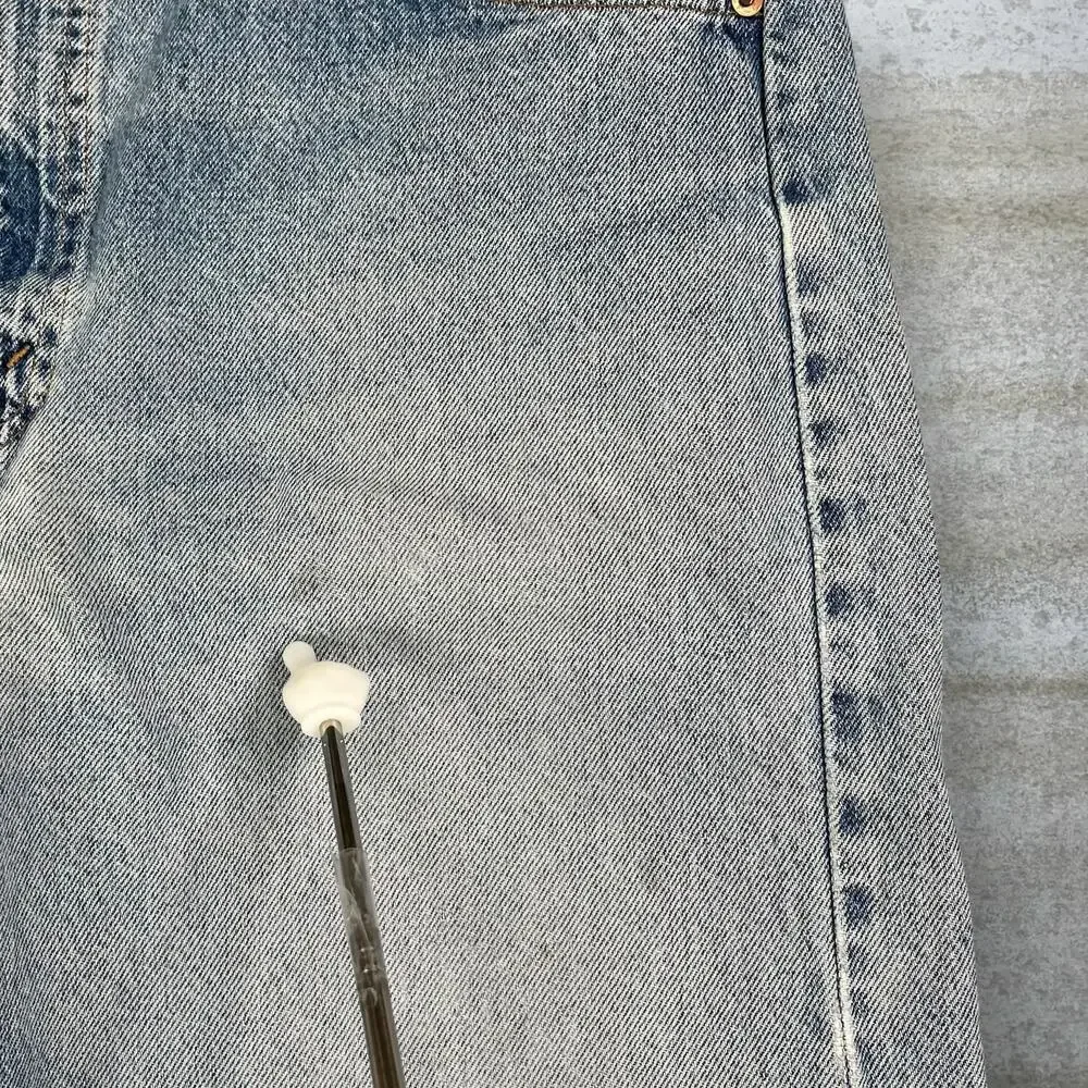 Vintage 90s Levis Jeans 505 36x30 Regular Straight Leg Fit Light Wash Orange Tab